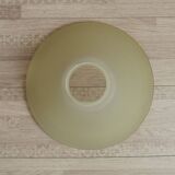 French Mid Century Colored Glass Hanging Shade With Gold Metal Rim 2