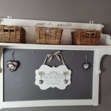 Old white and taupe “Market Day” oak shelf
