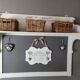 Old white and taupe “Market Day” oak shelf