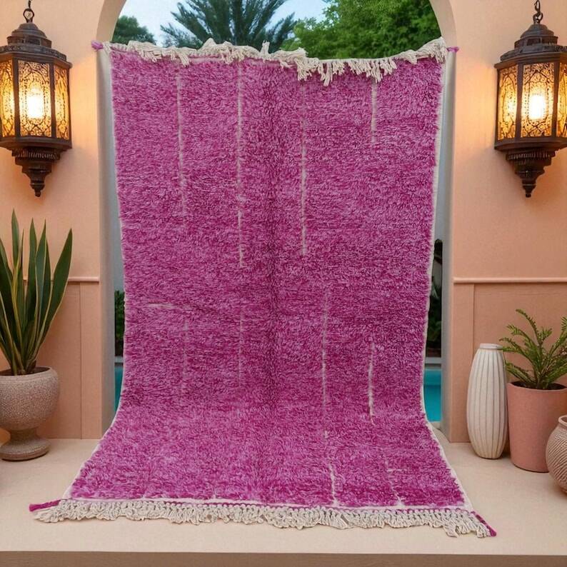 Handmade purple Moroccan rug, 150cm x 300cm