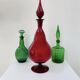 Large Empoli red blown glass carafe / Genie Bottle