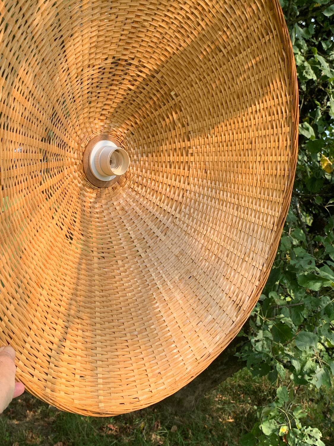 XXL vintage woven wicker pendant light