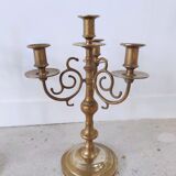 Pair of four-light candle holders in gilded brass