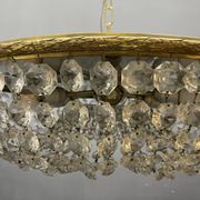 1960s Italian Crystal & Brass Chandelier – 6 Lights