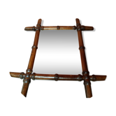 Ancien miroir bois style bambou décoration 43x48 vintage