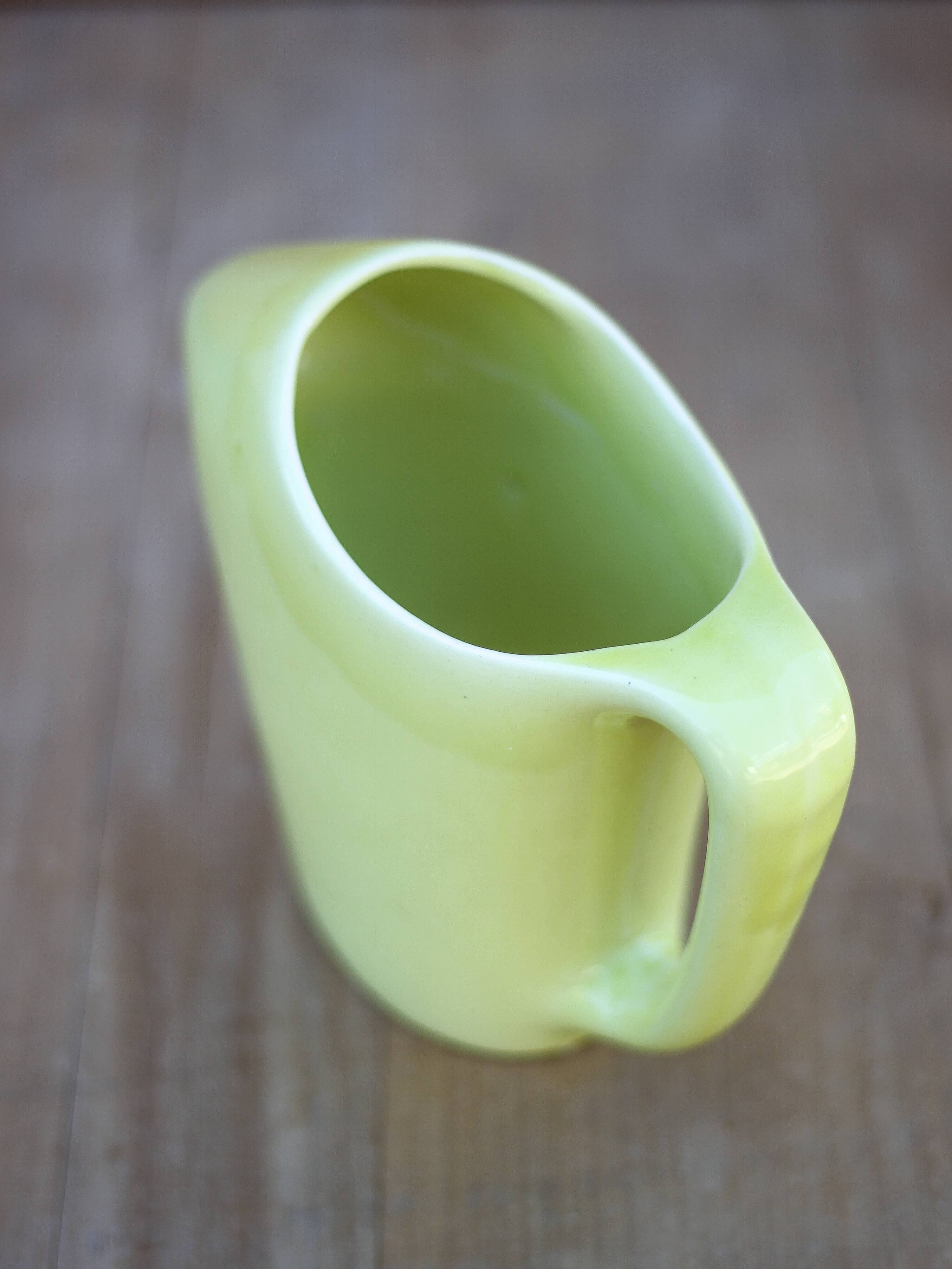Saint Clement pitcher, modernist pitcher, yellow ceramic pitcher