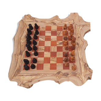 Jeu d'échecs XLarge  bois rustique jeu d'échecs en bois d'olivier 19,5 pouces