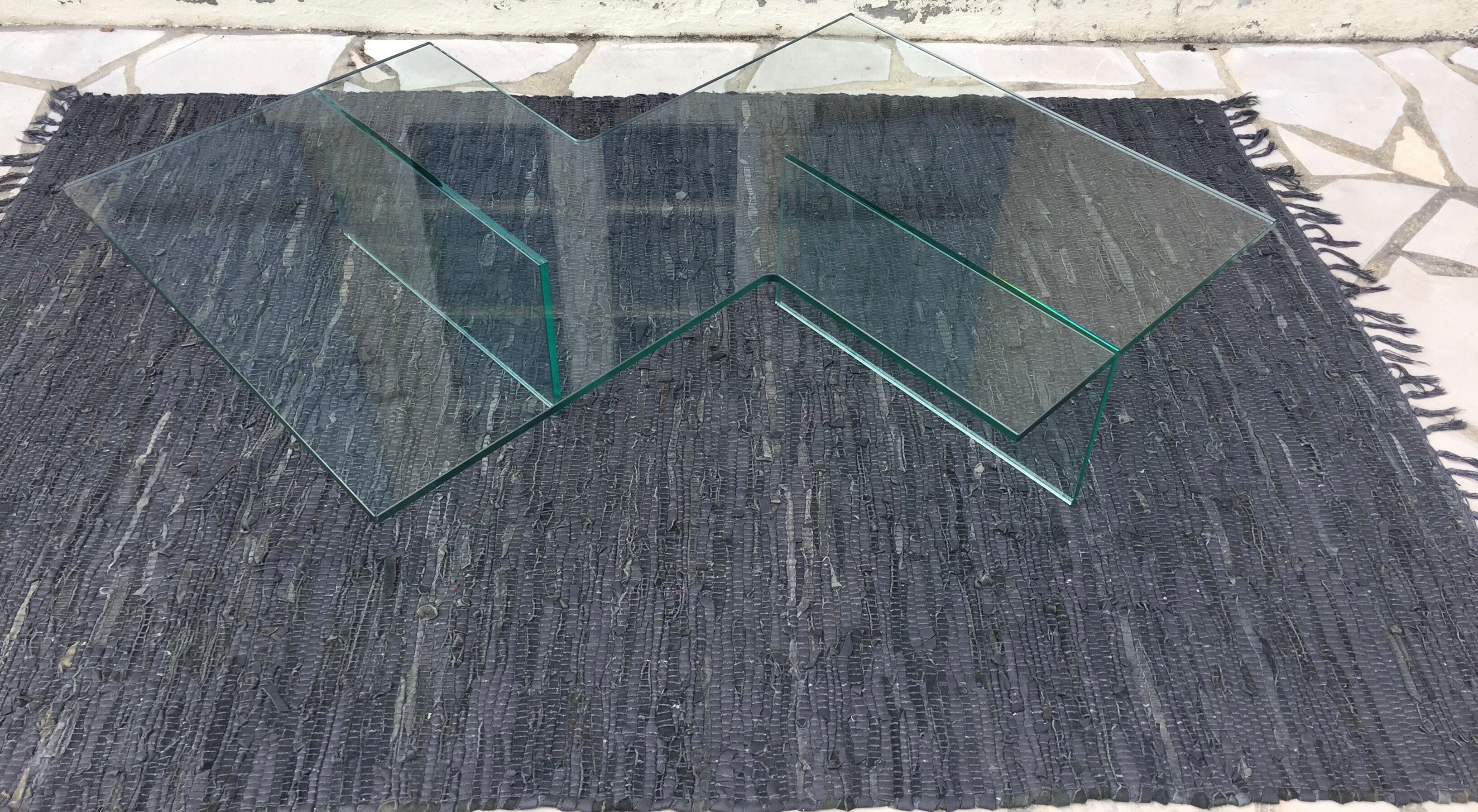 All-glass free-form coffee table