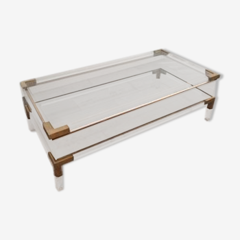 Acrylic glass and brass coffee table, 1985