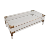 Table basse en verre acrylique et laiton, 1985
