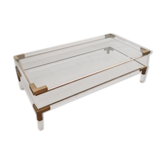 Acrylic glass and brass coffee table, 1985