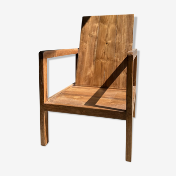 Armchair in natural wood (teak) minimalist design