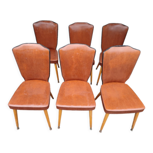 6 chaises vintage en - marron