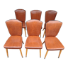 6 chaises vintage en skaï marron