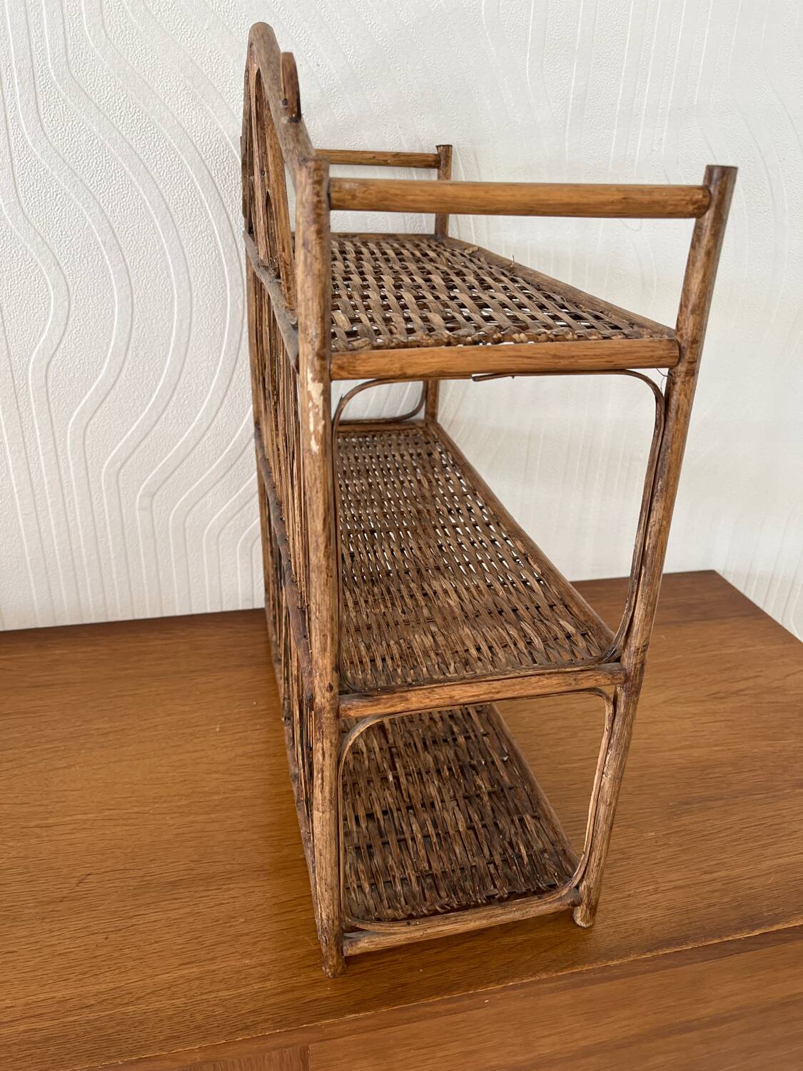 Vintage wicker wall shelf