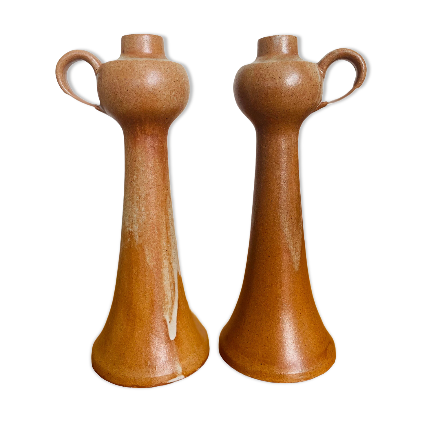 Pair of vintage 1960 sandstone candle holders