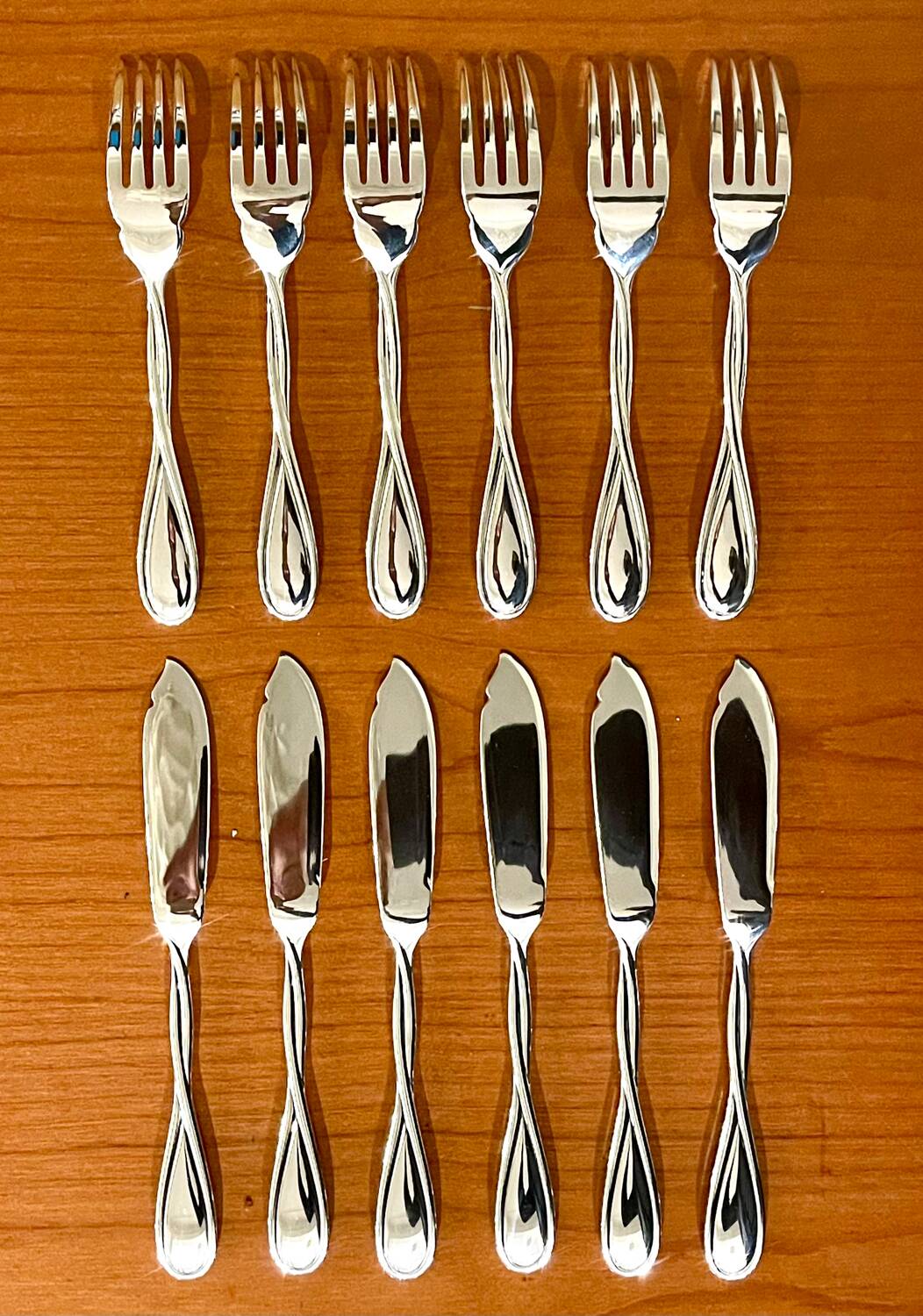 Christofle Galéa, fish cutlery, 6 forks, 6 knives.