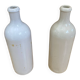 Paire ancienne bouteille mkm grès émaillé beige + blanc cuisine vintag