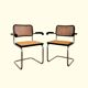 Pair of B64 armchairs with armrests Marcel Breuer