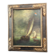 Tableau huile sur panneau Ecole hollandaise Marine monogrammée