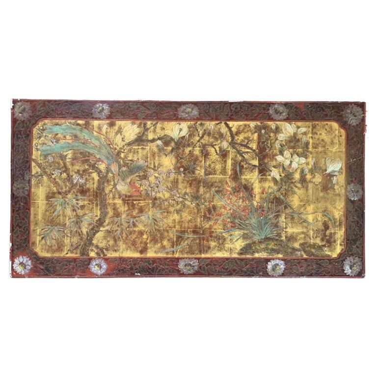 A.Bouverat Lacquered panel of Chinese inspiration hand painted 20th century
