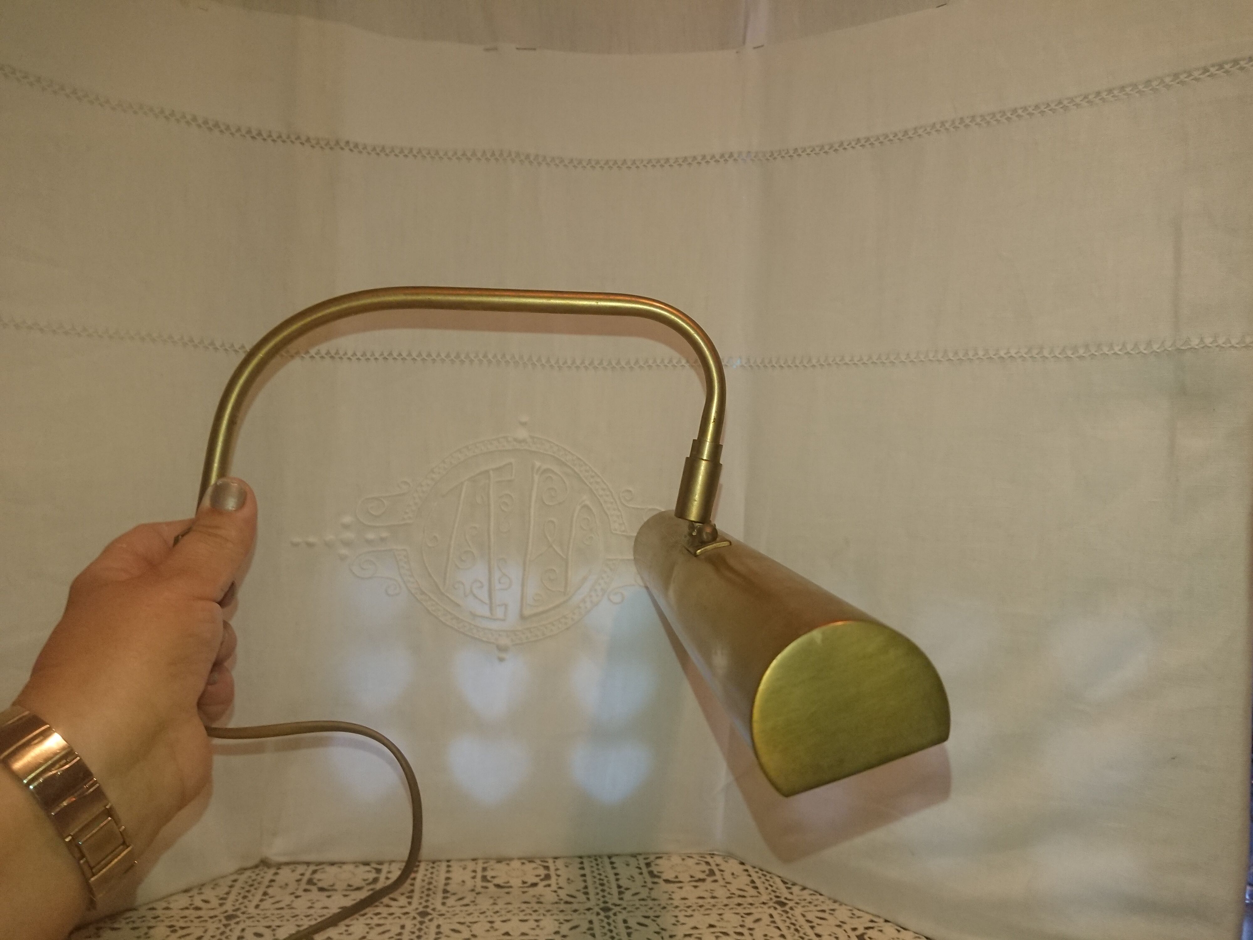 Applique murale cuivre pour éclairage tableau France 1950 / Luminaire Décoration salon bureau