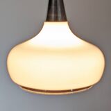 Water drop pendant light Space age in white opaline, France circa 1970.