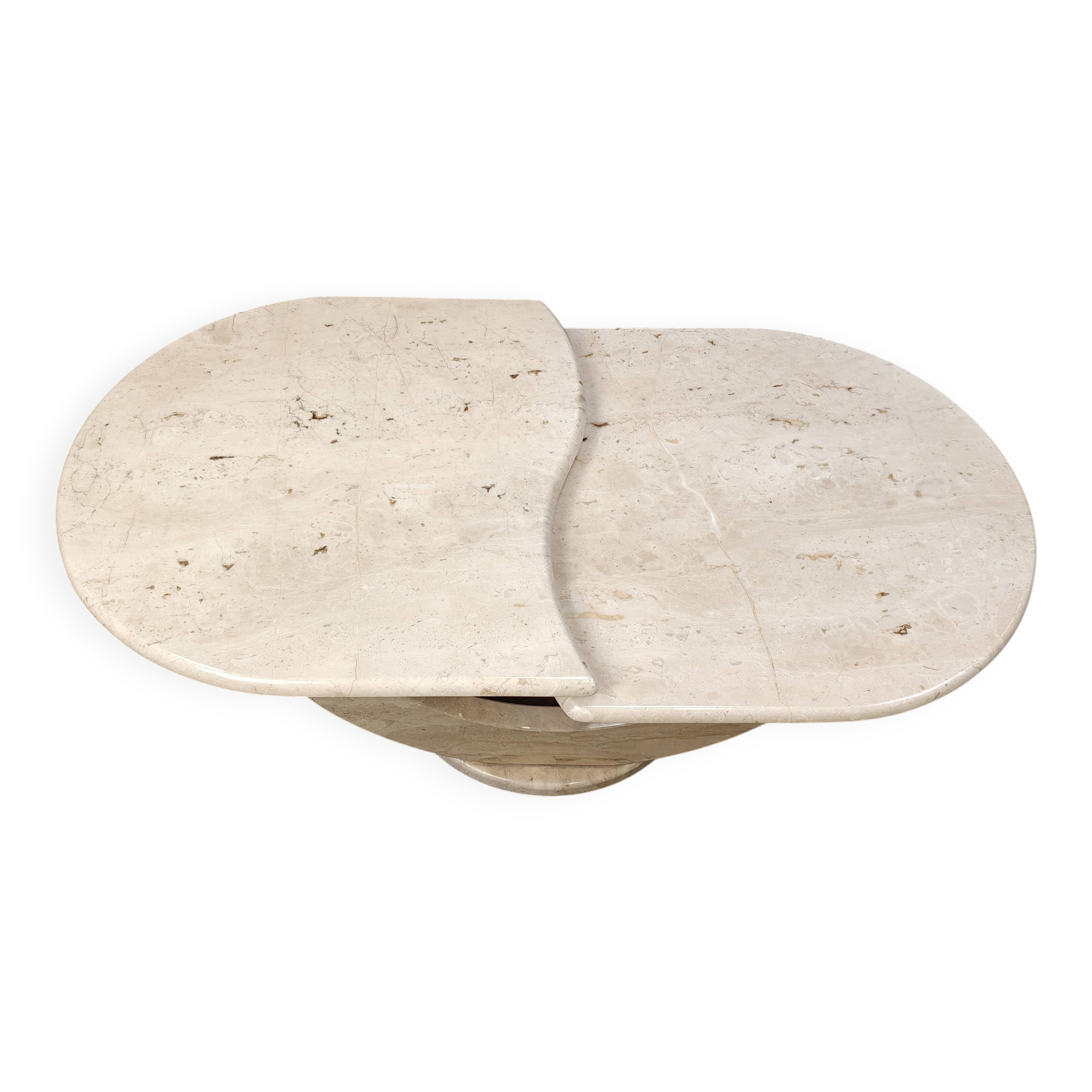 Vintage two tier travertine coffee table, 1970s