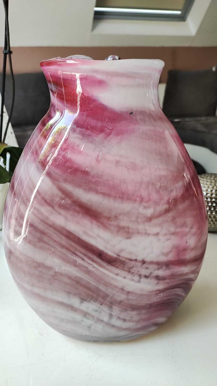 Stylish and refined vase, in marbled blown Art glass, Murano style
