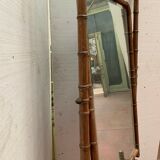 19th century bamboo-style cherry-style psyche mirror 85x193cm