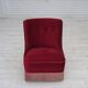1960s, Danish armchair, original red furniture velour, beech wood legs.