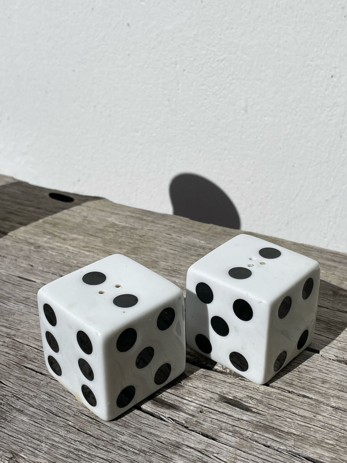 Ceramic salt and pepper shaker dice