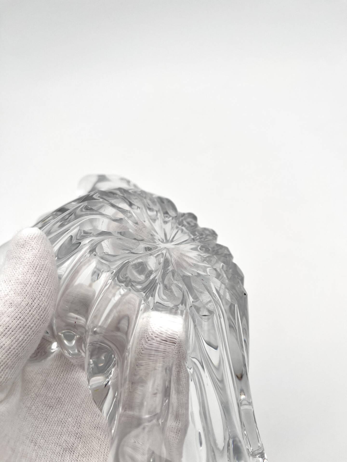 Ouraline Coupe Blown Glass Bohemia Shell Sculpture 1950