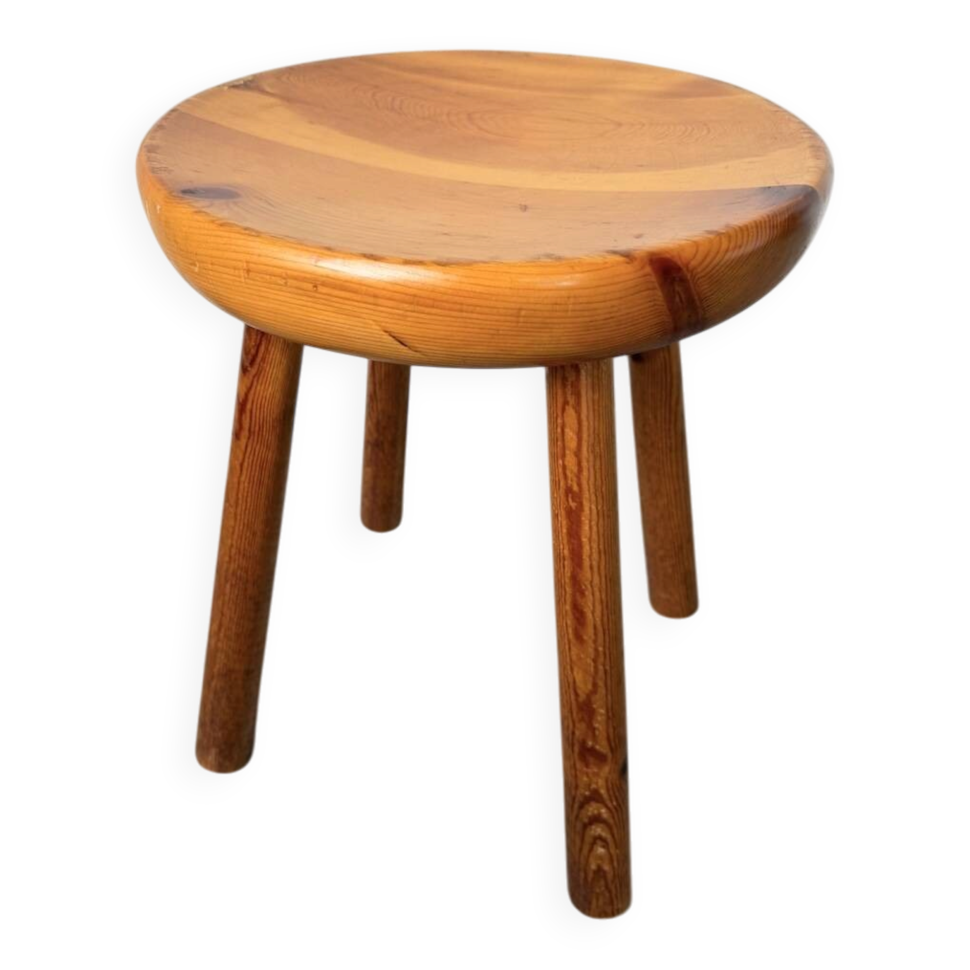 Pine stool assigned to Charlotte Perriand for Les Arcs.