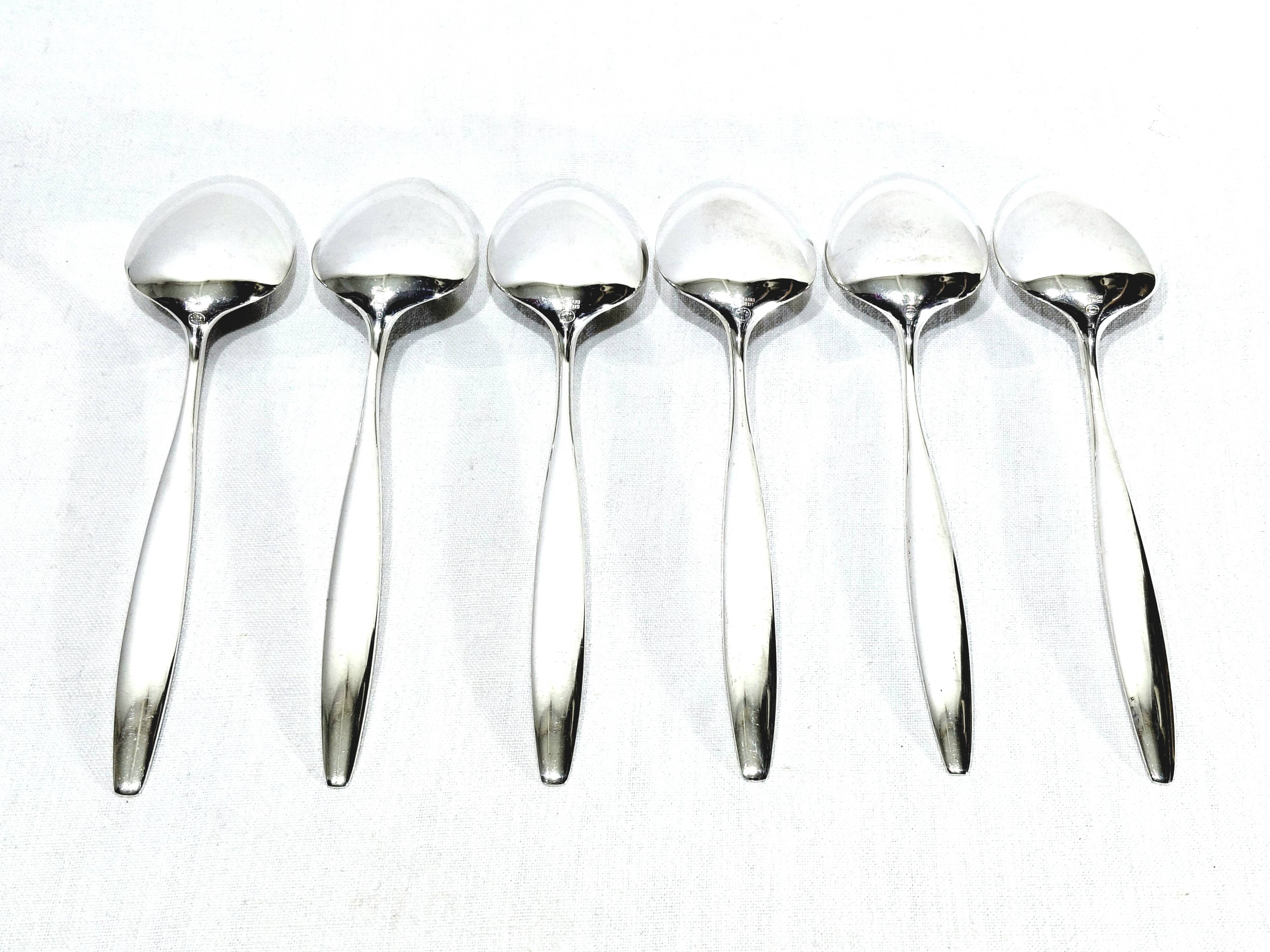 Georg jensen - cypress model - set of 6 table spoons in silver