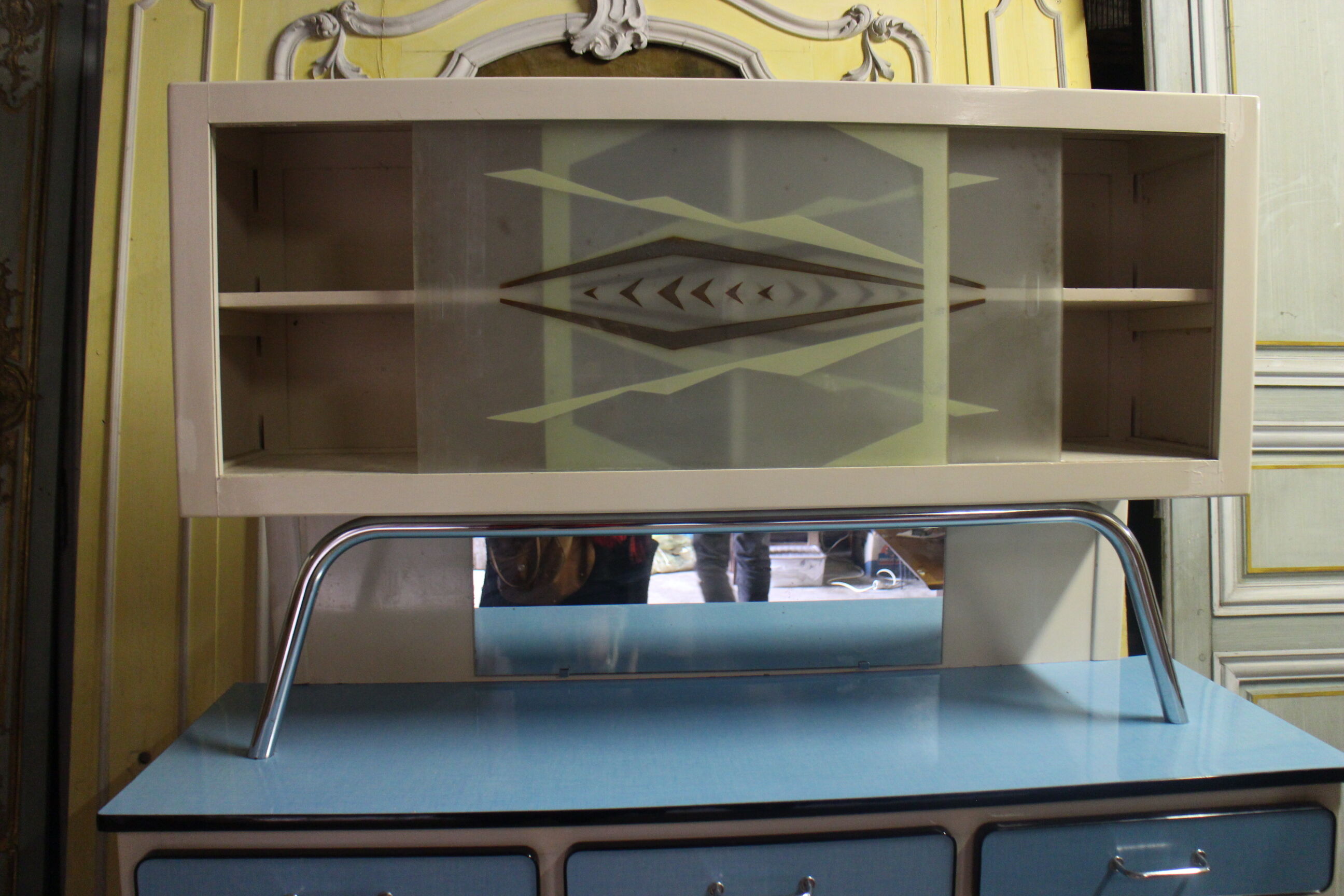 Vintage blue formica buffet