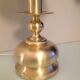 Lampe en laiton brossé et abat jour en laine  ecru  vintage années 70