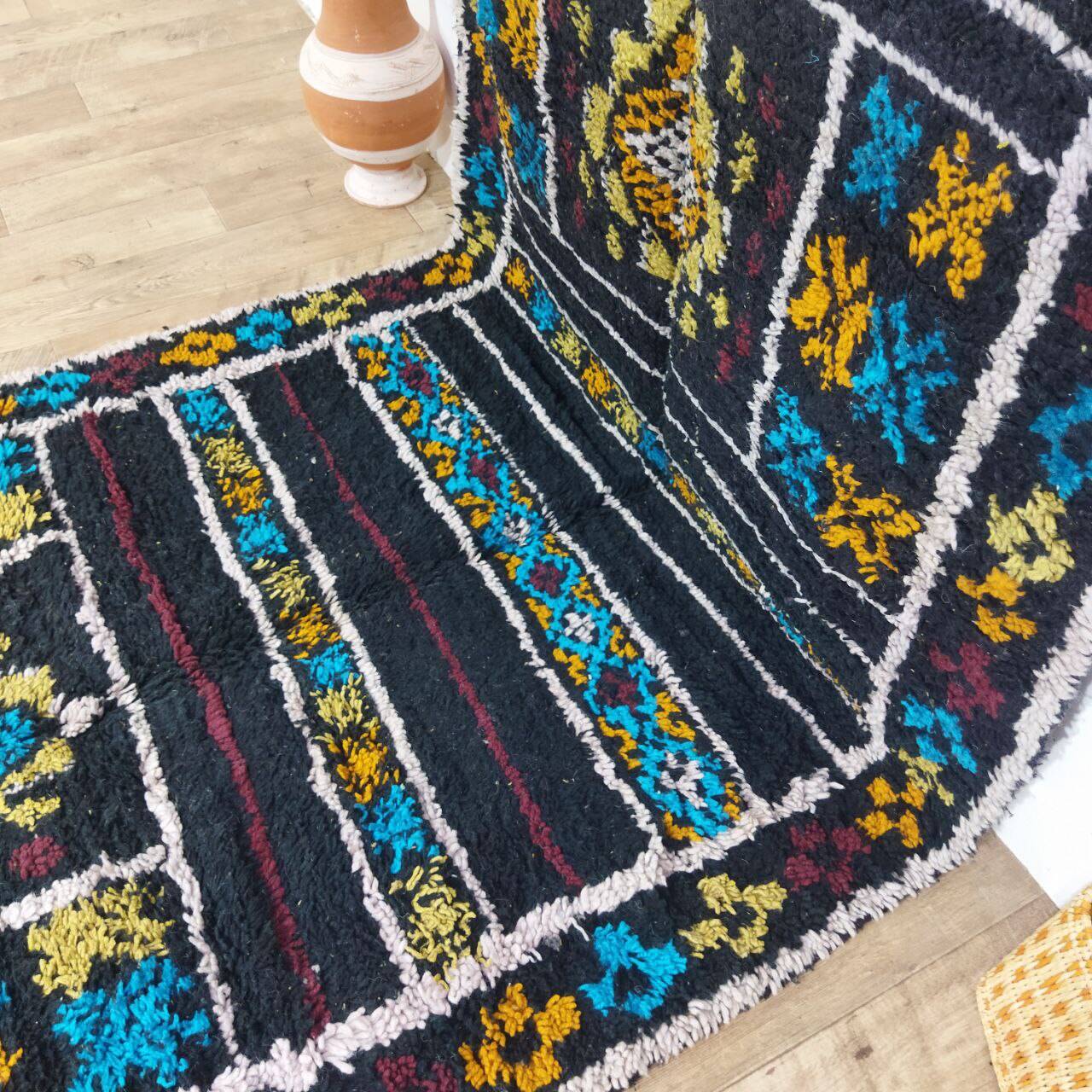 Handmade wool Berber rug 340x140 cm