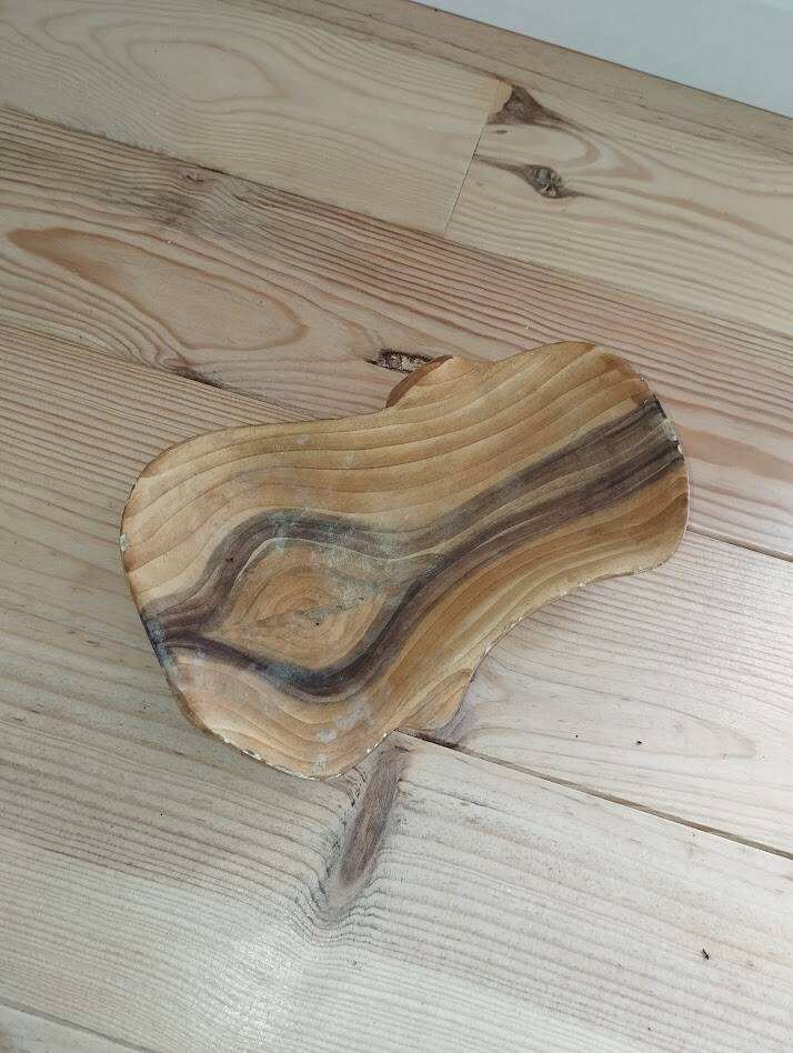 Vallauris catchall – Wood imitation enamel – Organic shape – 1950s–60s