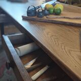 Large solid oak farmhouse table with two drawers 260 cm x 100 cm