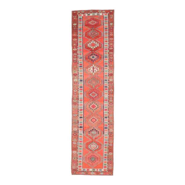 Vintage Turkish Oushak handmade wool cotton orange runner rug 83x336