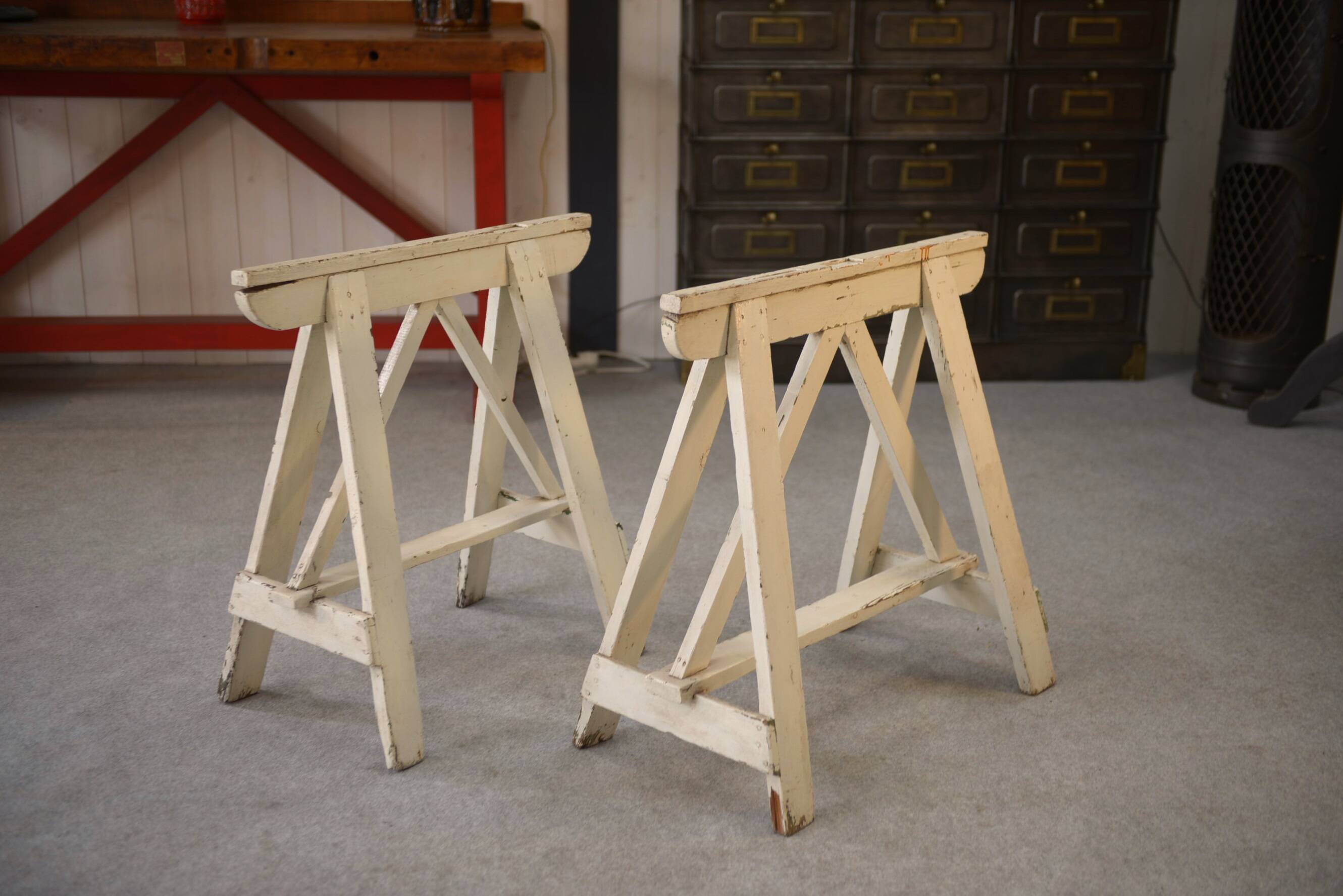 1950s white patina pine table