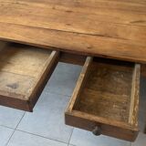 Large vintage farmhouse table from the 50s in solid wood (oak)