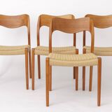 Set of 6 Møller Model 71 Chairs | Danish Modern Teak Dining Chairs | 1960s