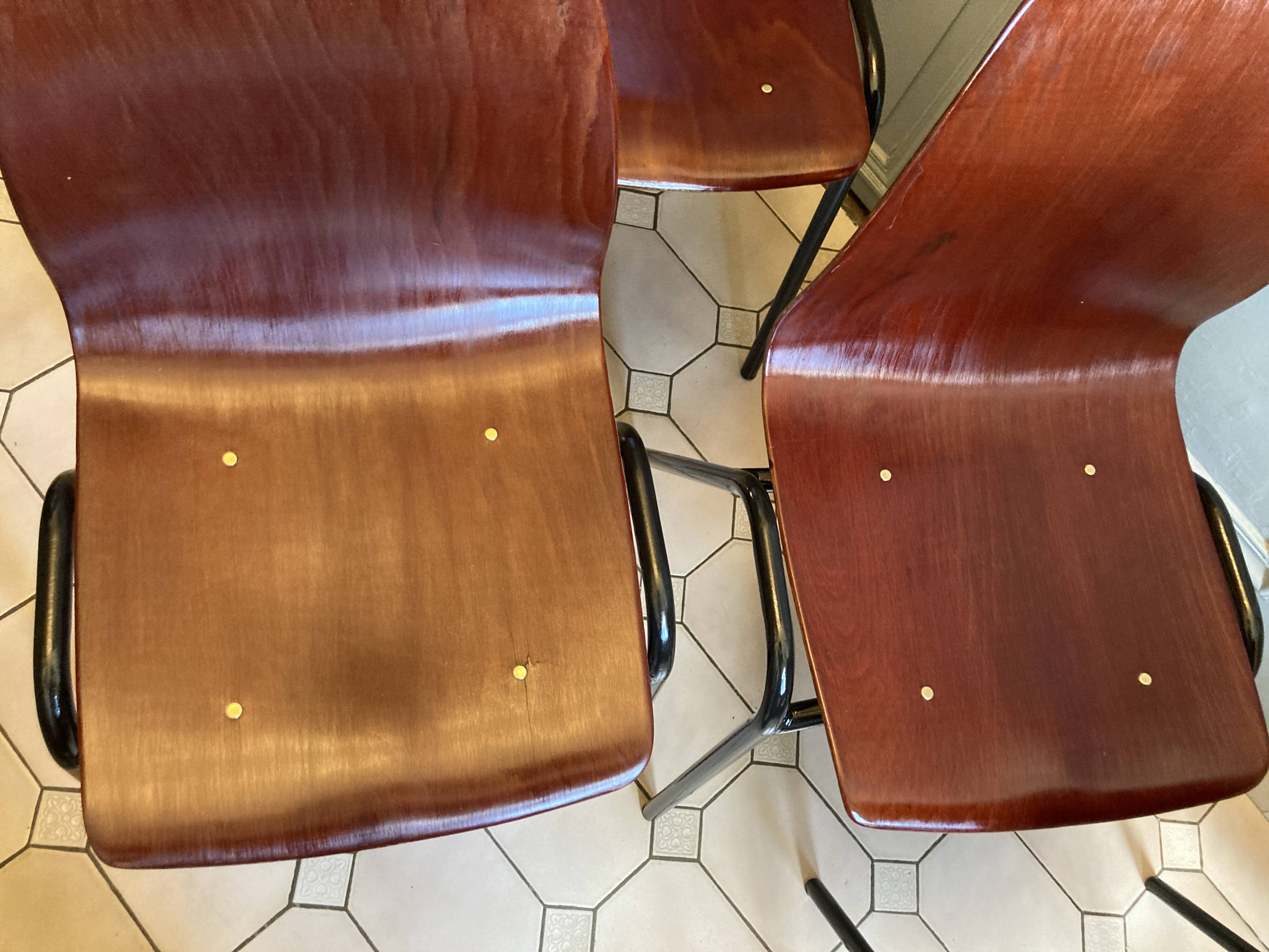 Set of 4 Pagholz Pagwood chairs 1960 – Restoration 2025