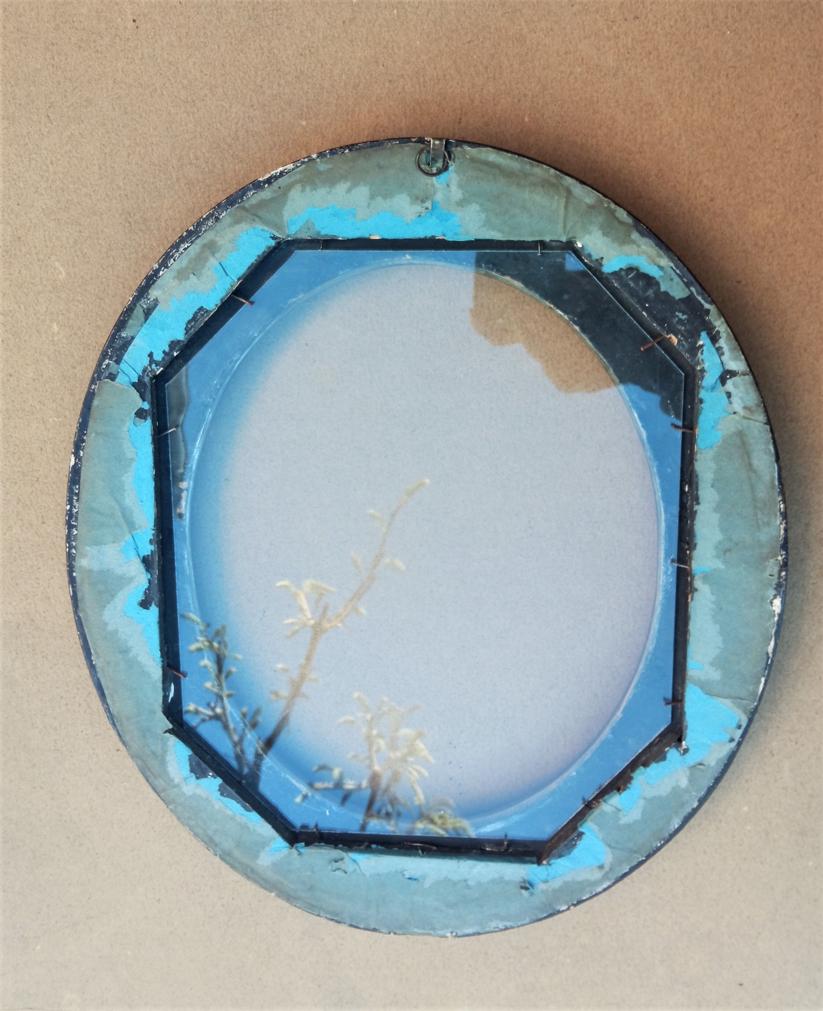 Black lacquered oval frame with its blown glass - Napoleon III - view 25.4 x 20.4