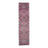 1970s Turkish handmade wool pink diamond runner 82x337