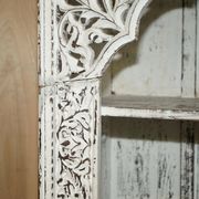 Large antique Anglo-Indian library in carved solid wood with original paint.