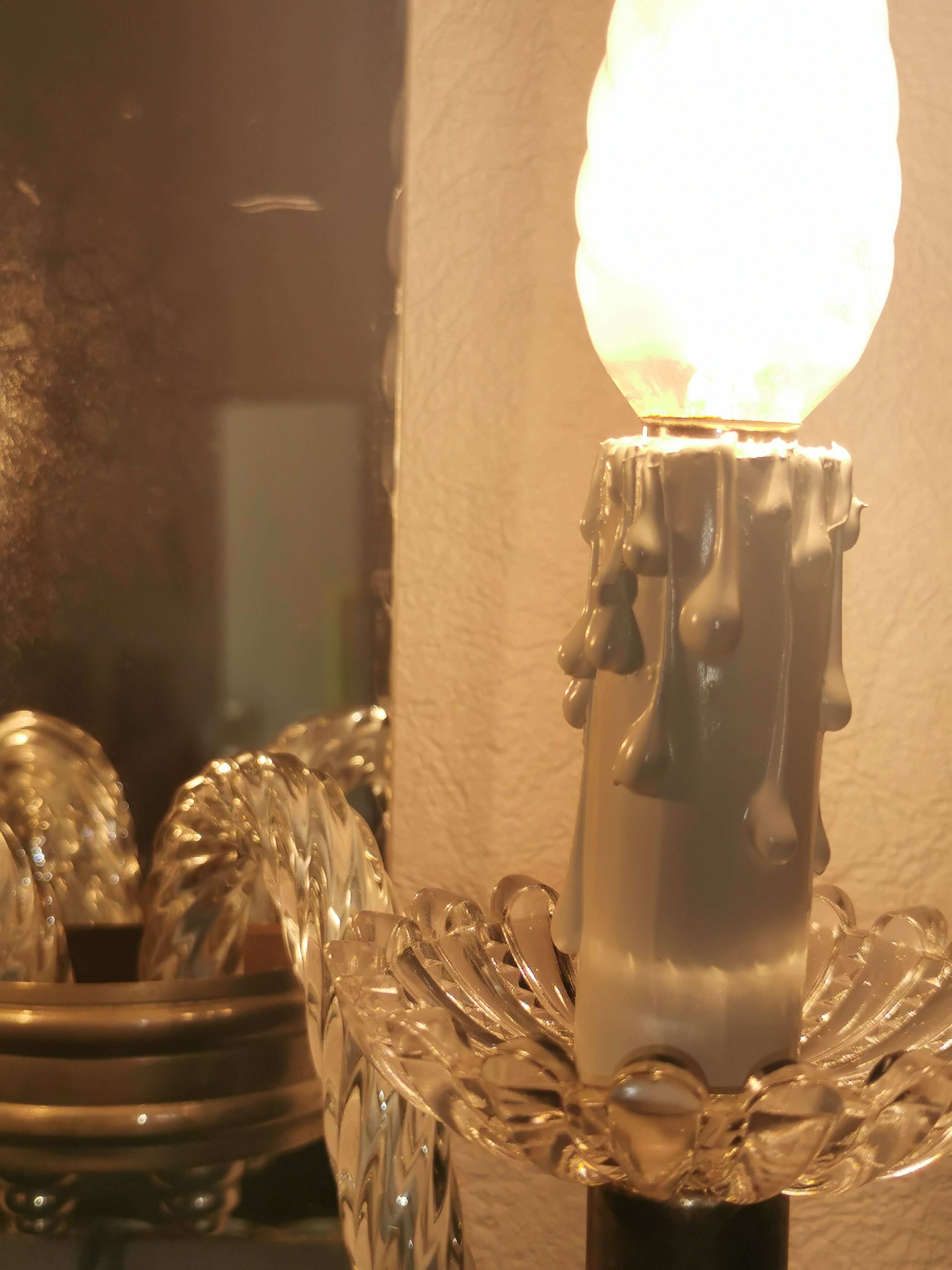 Wall applique, two-pointed glass chandelier, chiseled mirror and steel, 20th