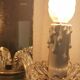 Wall applique, two-pointed glass chandelier, chiseled mirror and steel, 20th